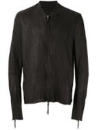Cedric Jacquemyn - Textured Bomber Leather Jacket - Men - Lamb Skin - 52, Black, Lamb Skin