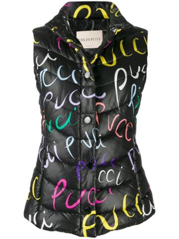 Emilio Pucci Pucci Pucci Print Quilted Gilet - Black