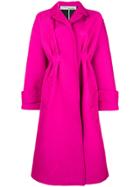 Off-white Pleated Empire Seam Coat - Pink & Purple
