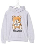 Moschino Kids Teen Teddy Hooded Sweatshirt - Grey