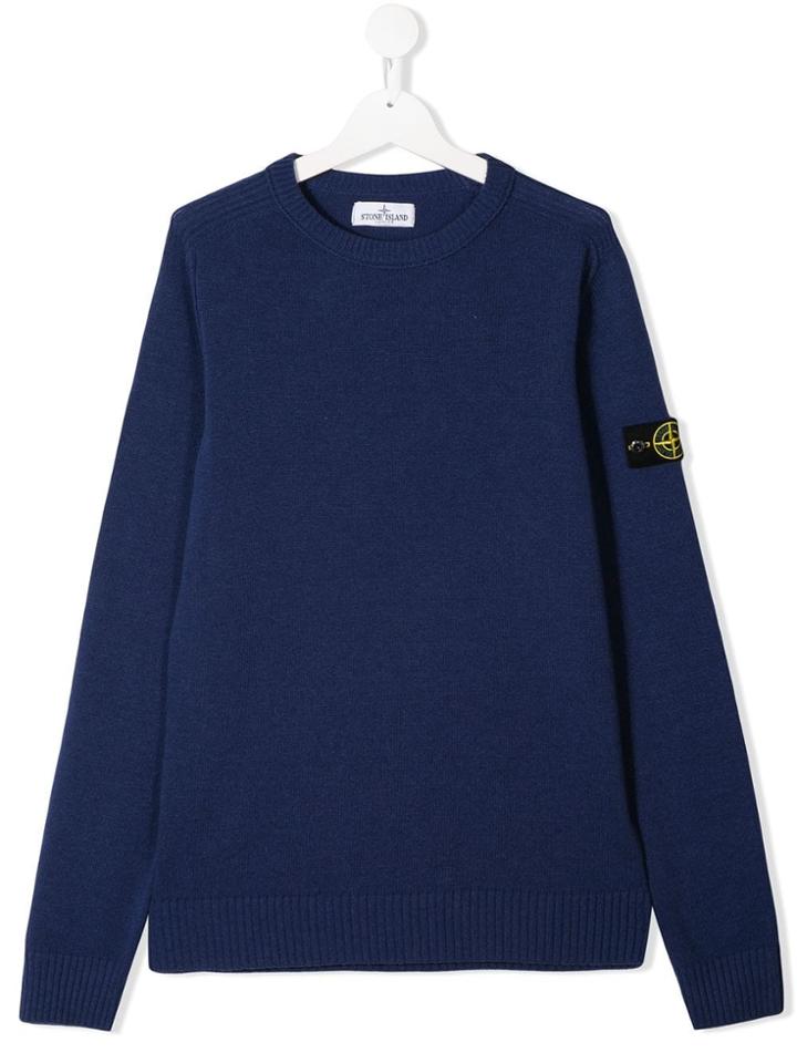 Stone Island Junior Logo Patch Sweater - Blue