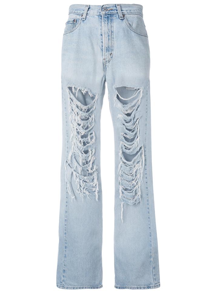 Danielle Guizio Distressed High Rise Jeans - Blue