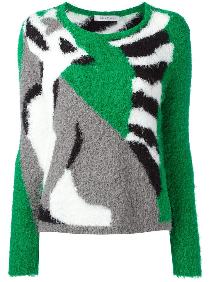 Max Mara Contrast Jumper, Women's, Size: Medium, Green, Cotton/polyamide