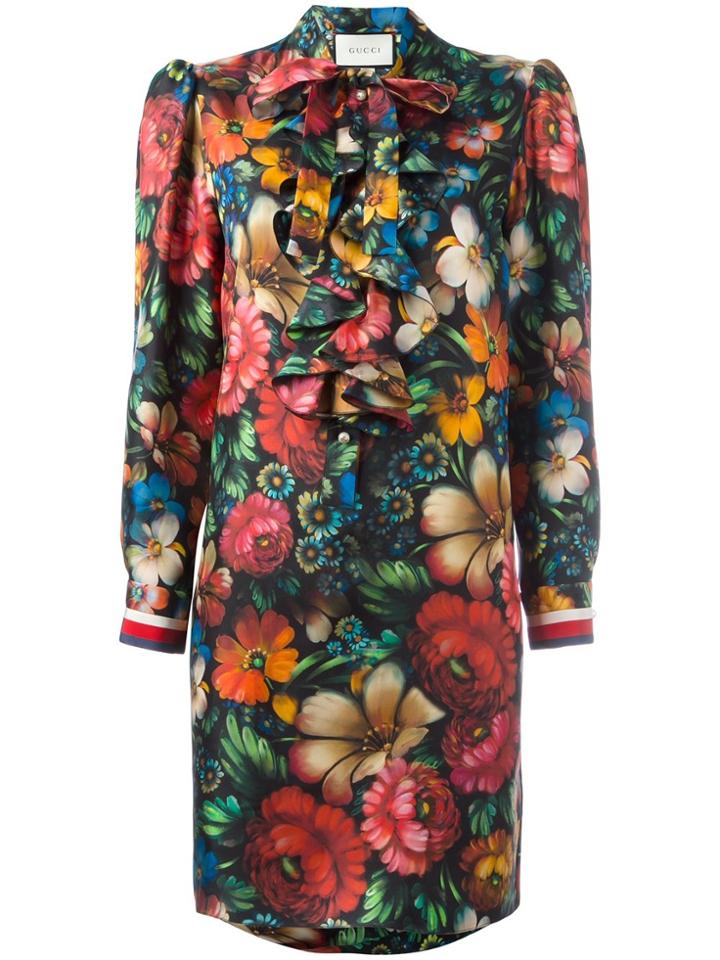 Gucci Floral Ruffled Dress - Multicolour