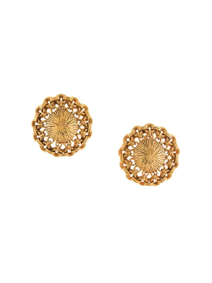 Chanel Vintage Round Chain Edge Earrings - Metallic