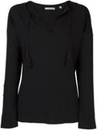 Vince Tassel Detail Blouse, Women's, Size: Xs, Black, Spandex/elastane/viscose/wool