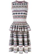 Alexander Mcqueen - Jacquard Peplum Dress - Women - Silk/polyamide/polyester/viscose - M, Women's, Blue, Silk/polyamide/polyester/viscose
