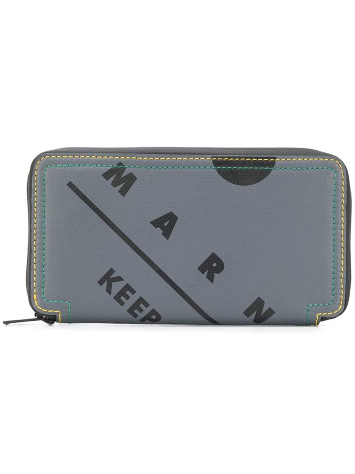 Marni Logo Zip Wallet - Grey