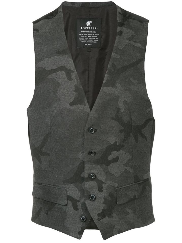 Loveless Camouflage Formal Vest - Black