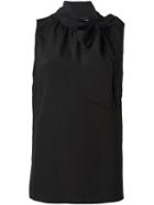 Boutique Moschino Tie Neck Detail Tank Top, Women's, Size: 42, Black, Silk/rayon