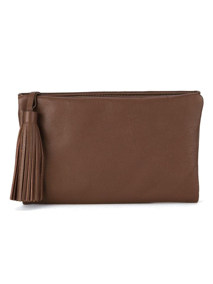 Sarah Chofakian Leather Clutch - Brown