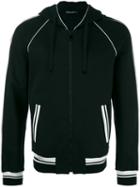 Dolce & Gabbana Contrast Piped Trim Hoodie, Men's, Size: 50, Black, Cotton/nylon/spandex/elastane/calf Leather