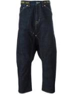 Ganryu Comme Des Garcons Drop Crotch Cropped Jeans, Men's, Size: Small, Blue, Cotton