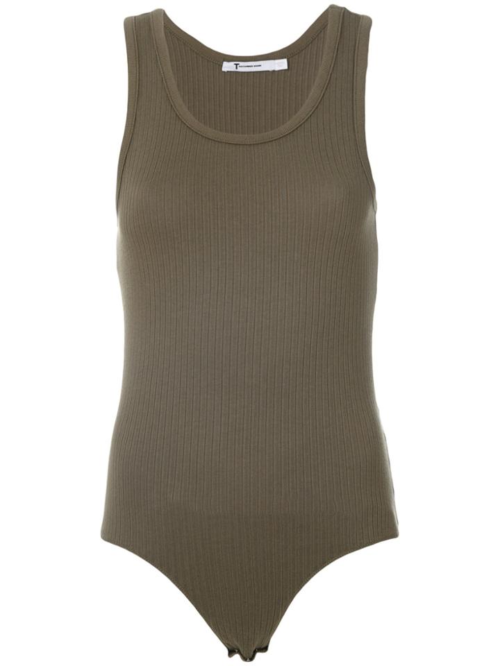 T By Alexander Wang Scoop Neck Bodysuit - Green