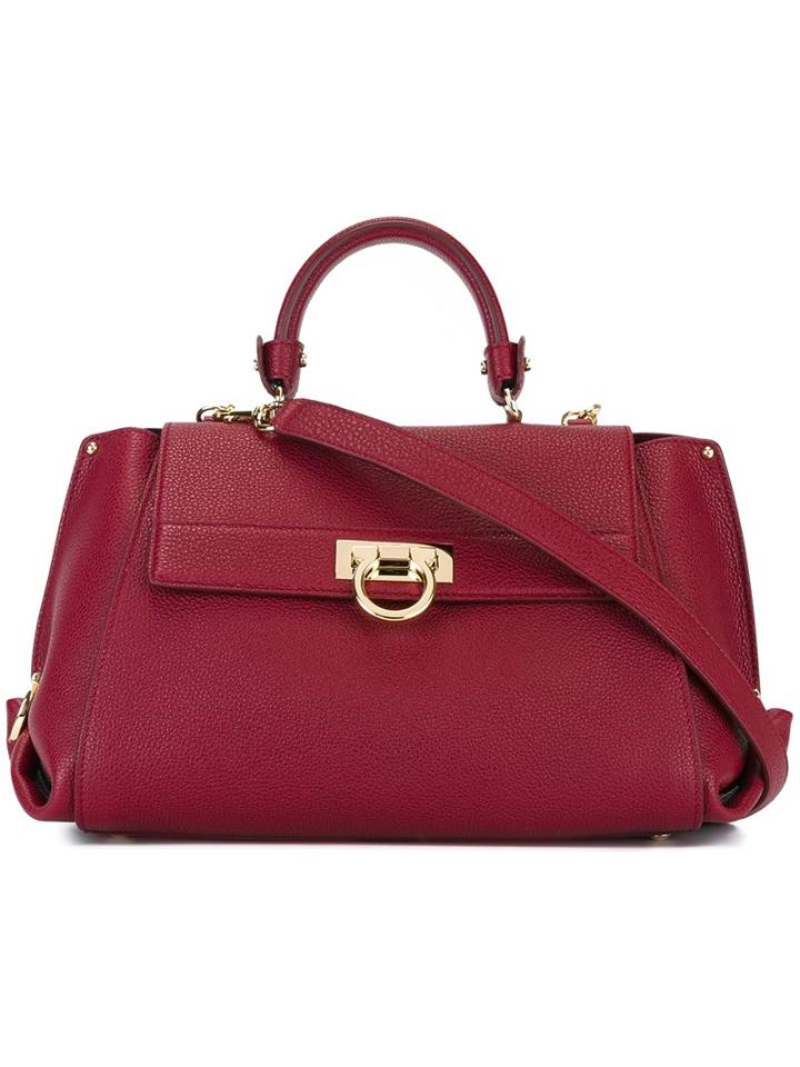 'sofia' Tote, Women's, Red, Calf Leather, Salvatore Ferragamo