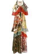 Roberto Cavalli - Ruffle Tier Printed Maxi Dress - Women - Silk/polyester - 38, Red, Silk/polyester
