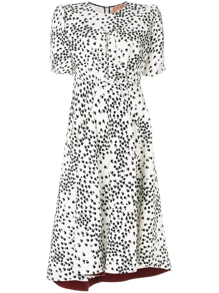 No21 Asymmetric Print Dress - White