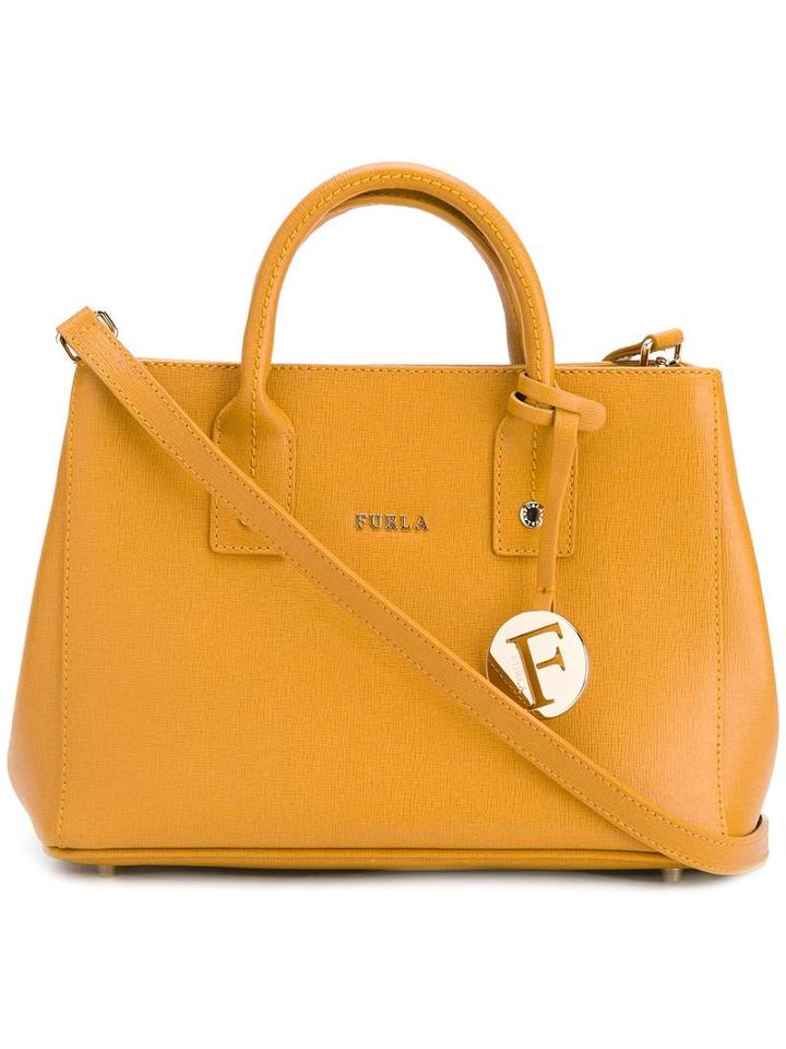 Furla Logo Tag Tote, Women's, Yellow/orange, Leather