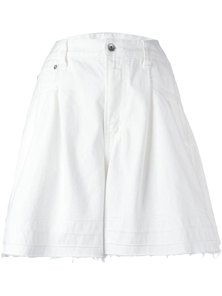 Sacai Distressed Boyfriend Denim Shorts, Women's, Size: 3, White, Cotton
