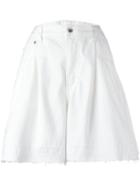 Sacai Distressed Boyfriend Denim Shorts, Women's, Size: 3, White, Cotton