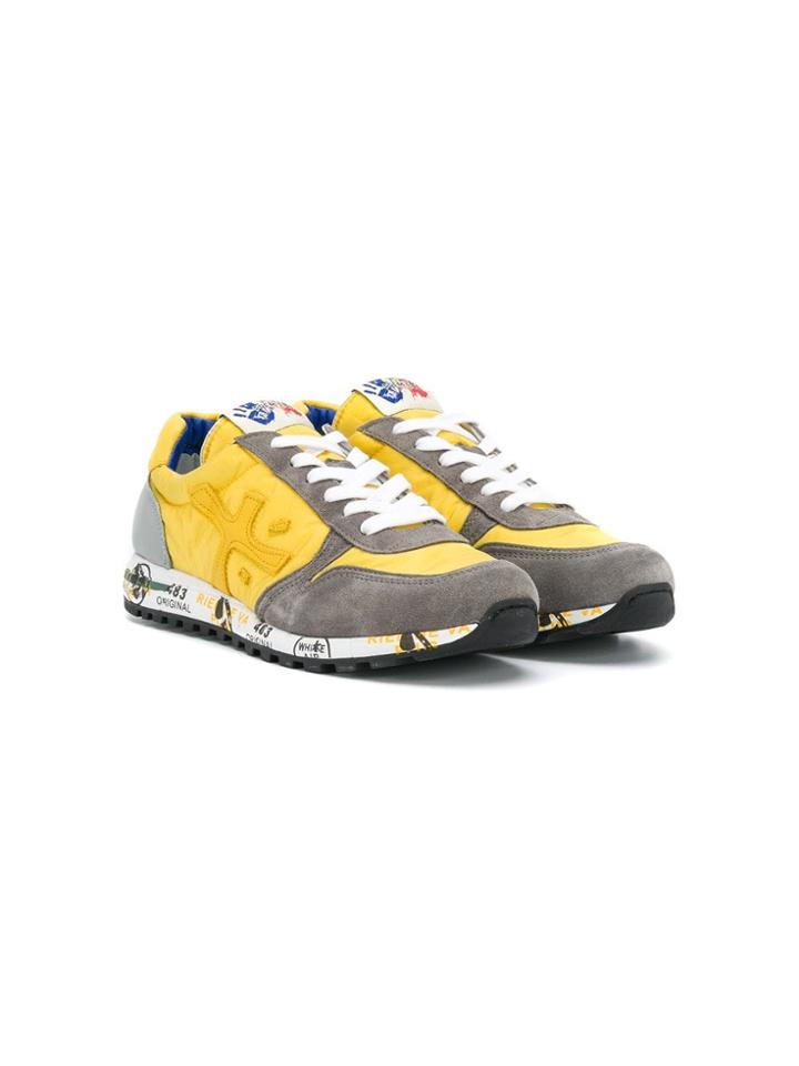 Premiata Kids Graphic Lace Up Sneakers - Yellow