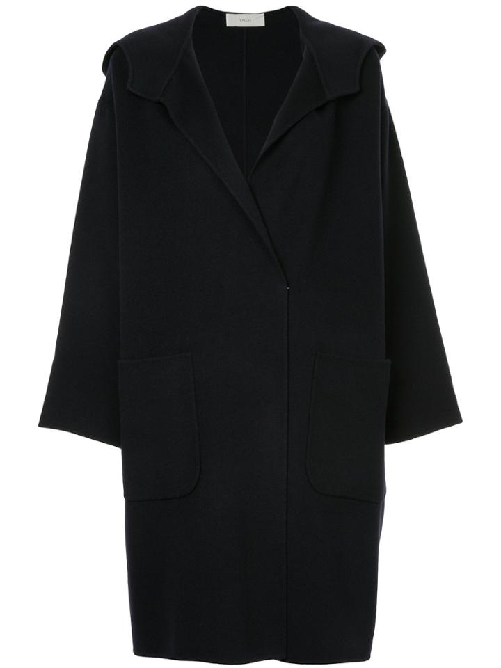 Cyclas Hooded Oversized Coat - Blue