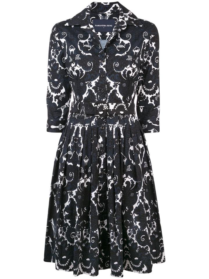 Samantha Sung Printed Design Flared Dress - Black