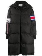 Iceberg Logo Stripe Padded Coat - Black