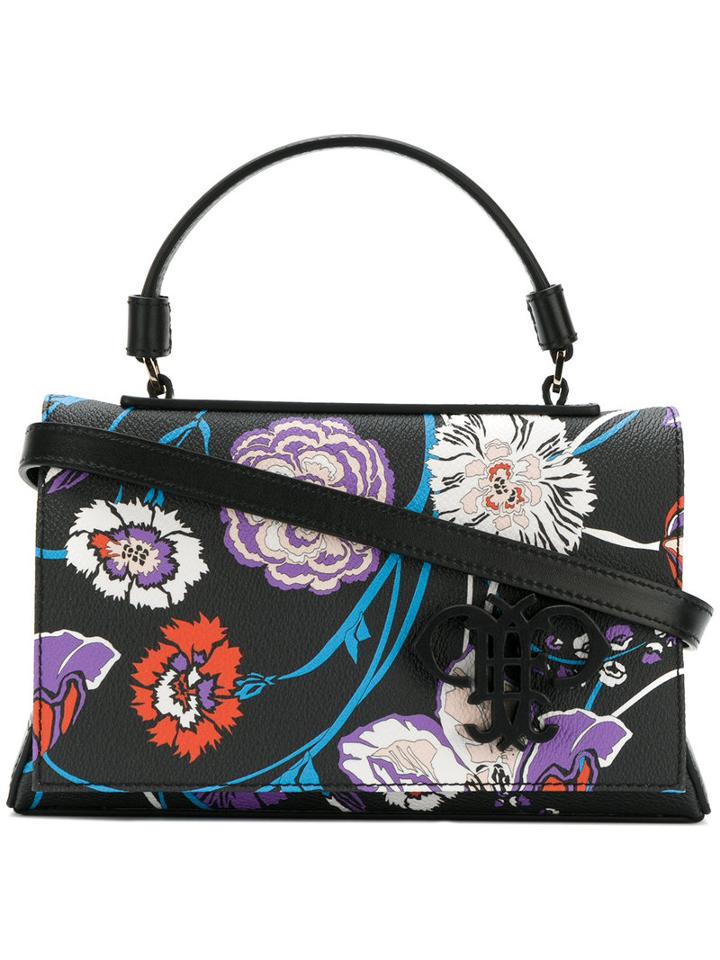 Emilio Pucci - Floral Embroidered Tote - Women - Polyurethane - One Size, Black, Polyurethane