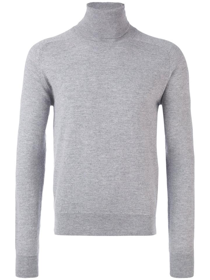 Ami Alexandre Mattiussi - Ribbed Roll Neck Jumper - Men - Merino/cashmere - Xl, Grey, Merino/cashmere