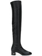 Giuseppe Zanotti Design Snakeskin Effect Over The Knee Boots - Black
