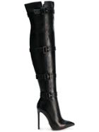 Gianni Renzi Buckled Thigh High Boots - Black