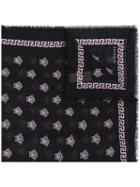 Versace - Patterned Scarf - Women - Silk/modal - One Size, Black, Silk/modal
