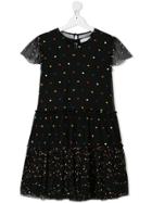 Stella Mccartney Kids Teen Heart-print Tulle Dress - Black