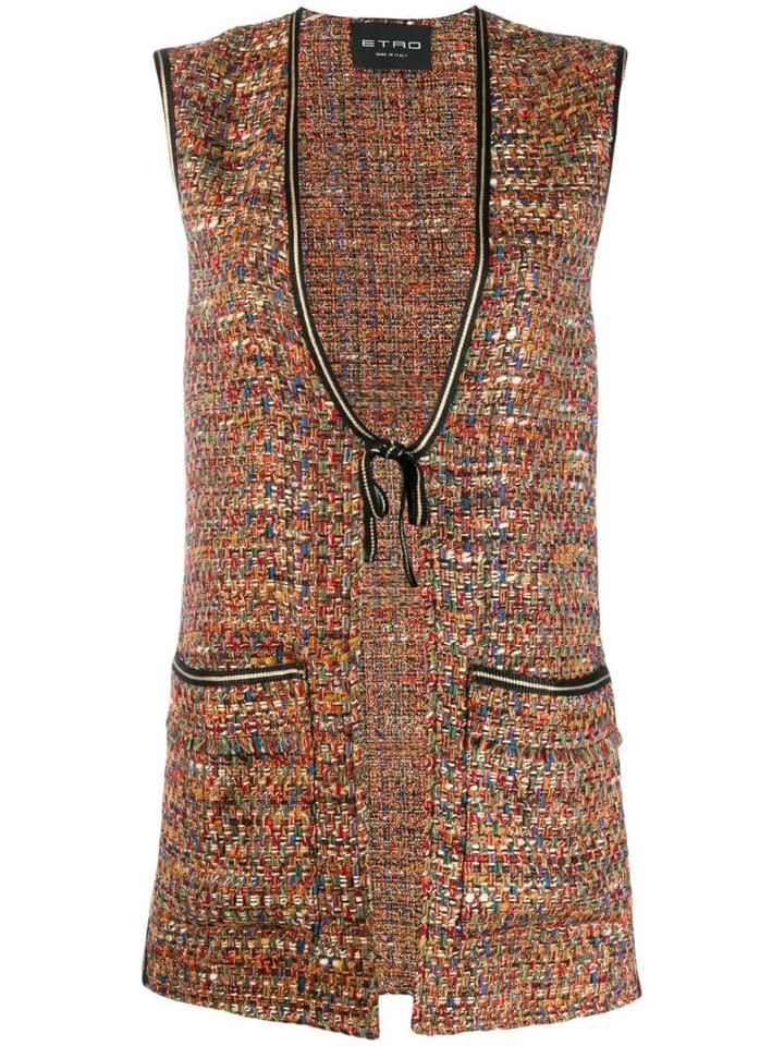 Etro Long Tweed Waistcoat - Brown