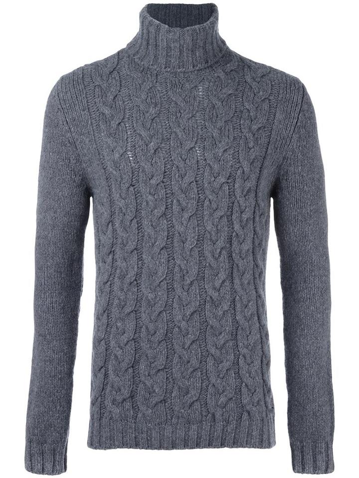 Woolrich Cable Knit Jumper, Men's, Size: Large, Grey, Wool/polyamide
