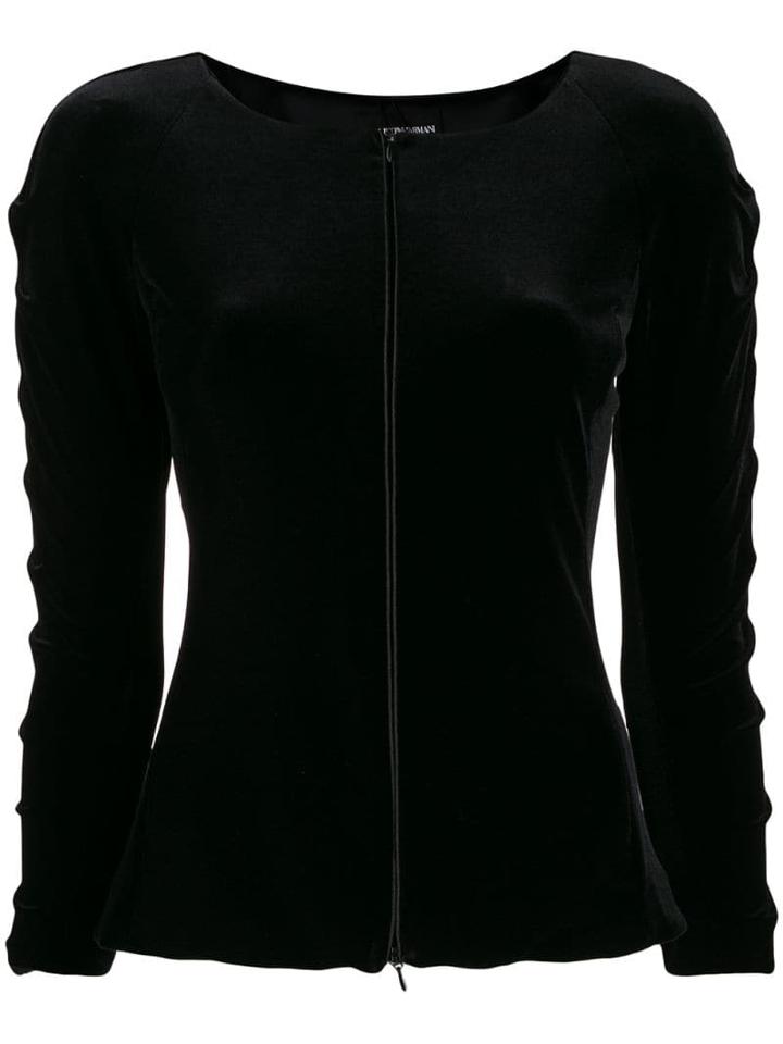 Emporio Armani Fitted Boat Neck Jacket - Black