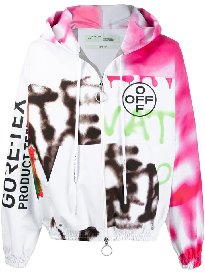 Off-white Goretex Graffiti Zip-up Hooded Jacket