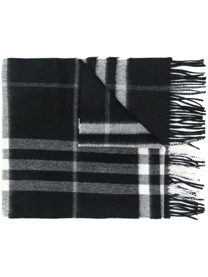 Burberry Giant Check Cashmere Scarf - Black
