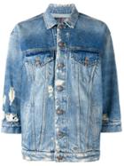 R13 Distressed Denim Jacket, Women's, Size: Small, Blue, Cotton