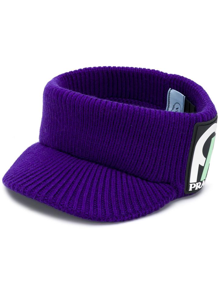 Prada Ribbed-knit Visor - Pink & Purple