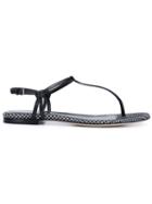 Sergio Rossi Thong Strap Sandals, Women's, Size: 41, Black, Leather