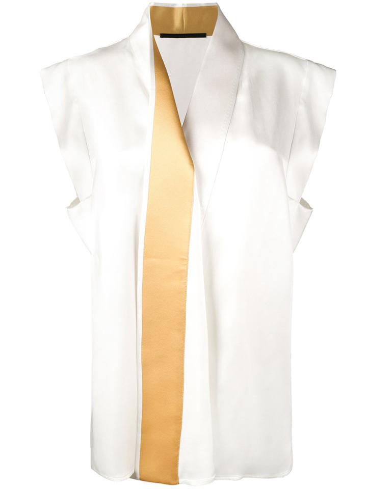 Haider Ackermann Sleeveless Blouse With Contrast Shawl Collar - White