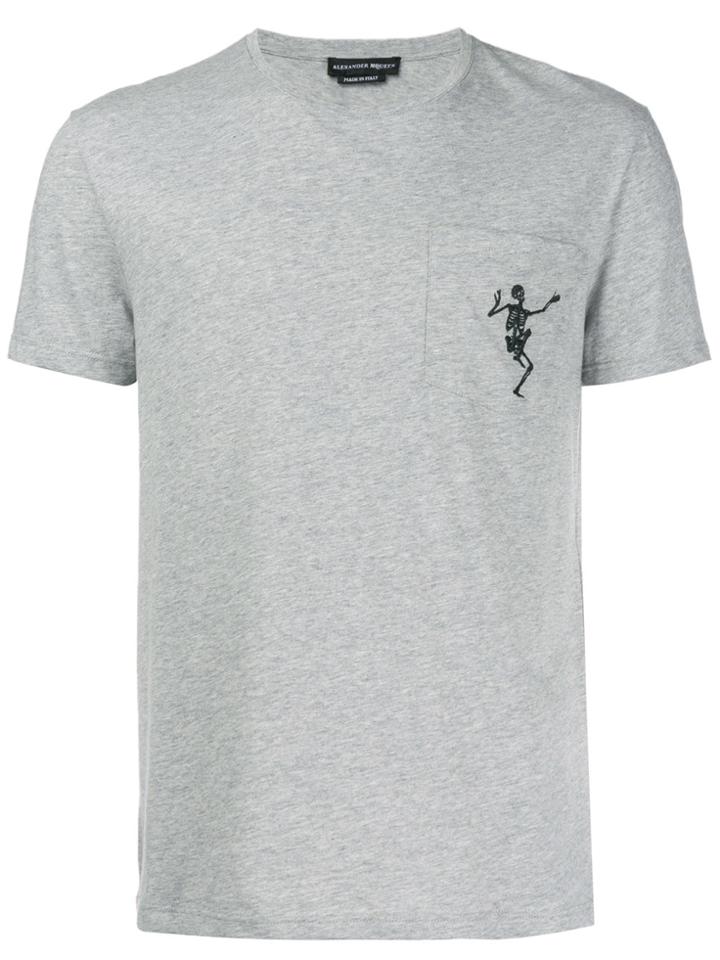 Alexander Mcqueen Embroidered Skull T-shirt - Grey