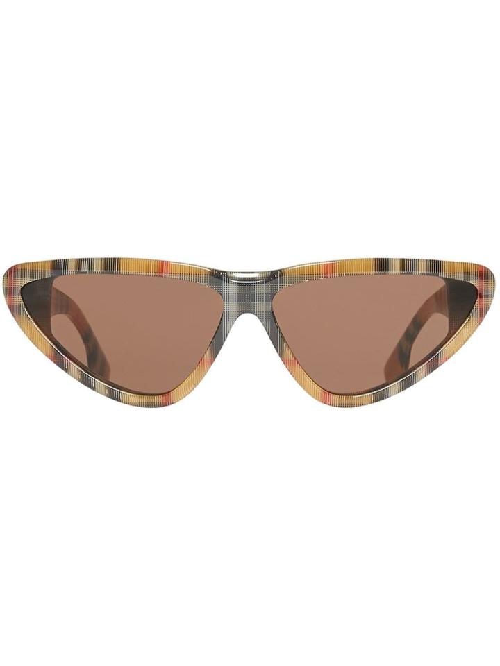 Burberry Vintage Check Triangular Frame Sunglasses - Yellow