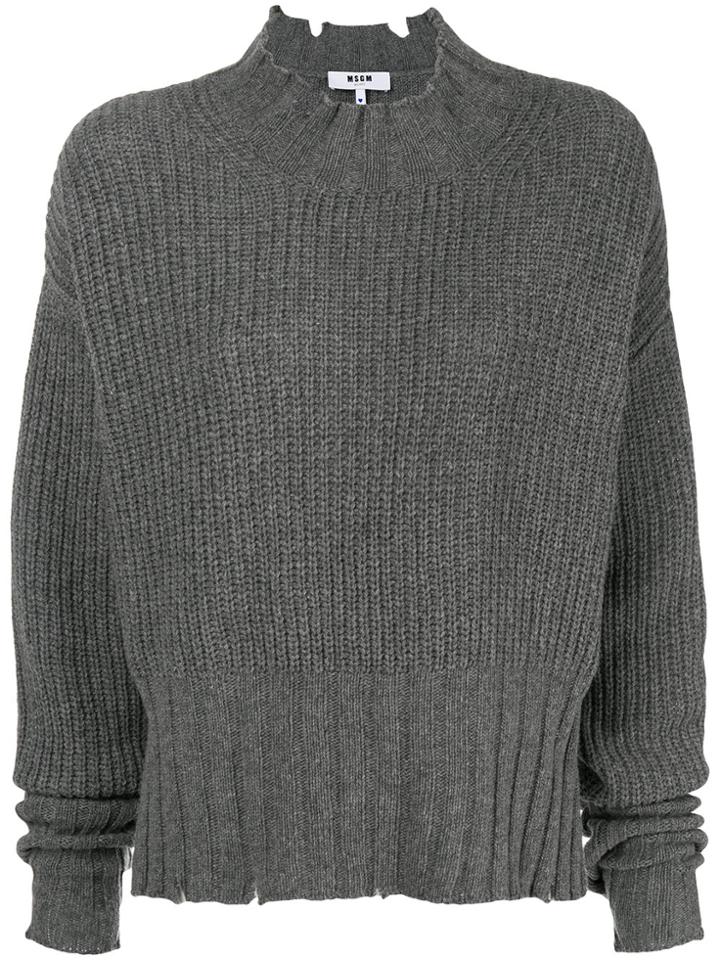 Msgm High Neck Knit Sweater - Grey
