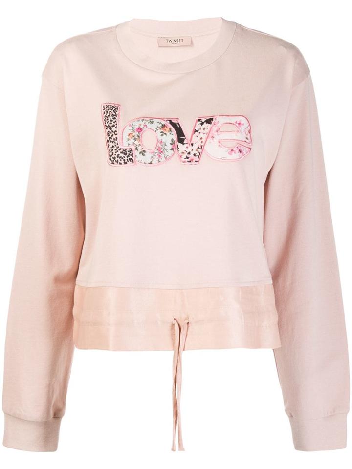 Twin-set Love Embroidered Sweatshirt - Pink