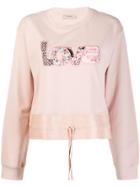 Twin-set Love Embroidered Sweatshirt - Pink