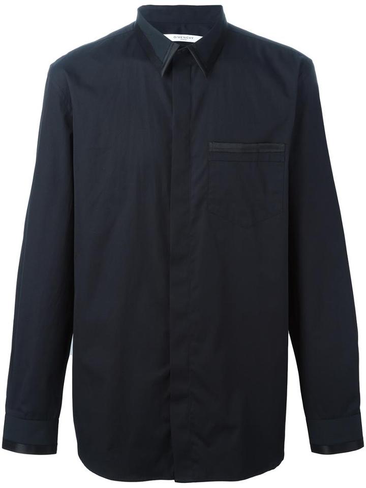 Givenchy Trim Detail Classic Shirt, Men's, Size: 40, Black, Cotton/silk