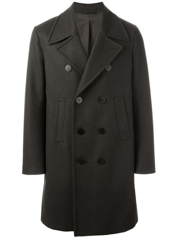 Neil Barrett Double Breasted Coat, Men's, Size: 50, Green, Cotton/polyamide/polyester/virgin Wool